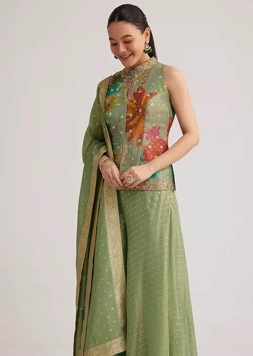 pista green floral embroidered palazzo set sg295810 5